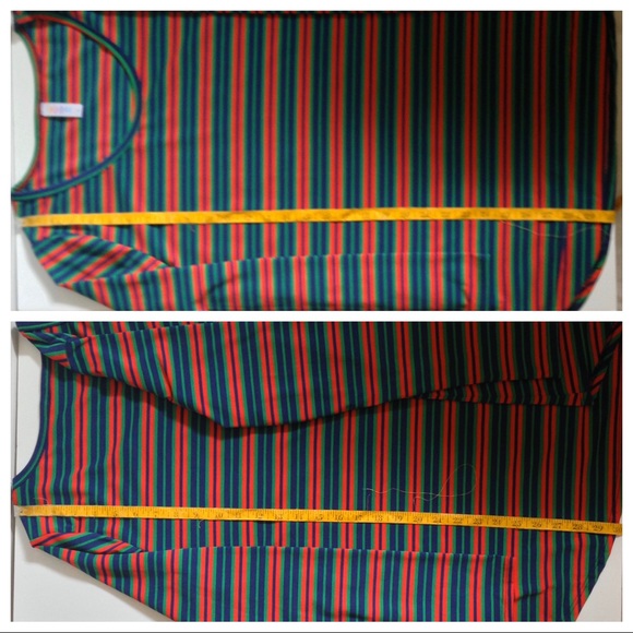 ‼️SOLD‼️ LULAROE Lynnae Blue Green Red Stripe Top Large - Picture 7 of 8